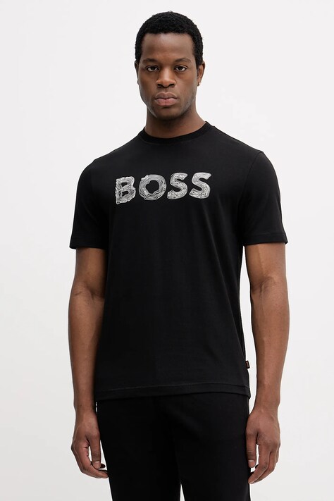 BOSS Orange t-shirt bawełniany męski kolor czarny z nadrukiem 50554616