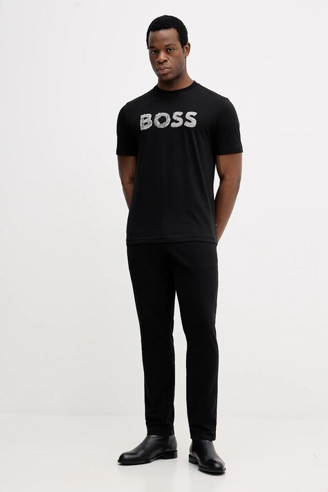BOSS Orange t-shirt bawełniany męski kolor czarny z nadrukiem 50554616