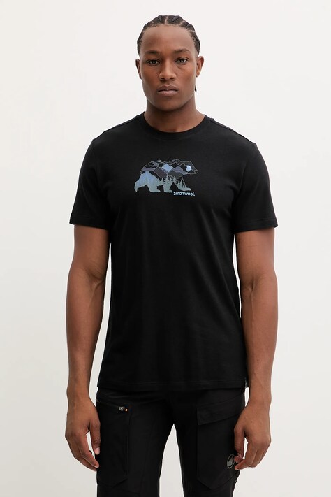 Smartwool t-shirt sportowy męski kolor czarny z nadrukiem SW002777