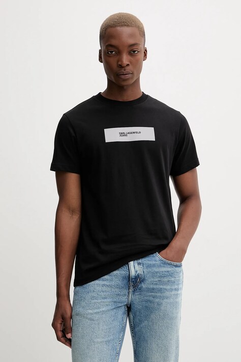 Karl Lagerfeld Jeans t-shirt bawełniany męski kolor czarny z nadrukiem A4M17019