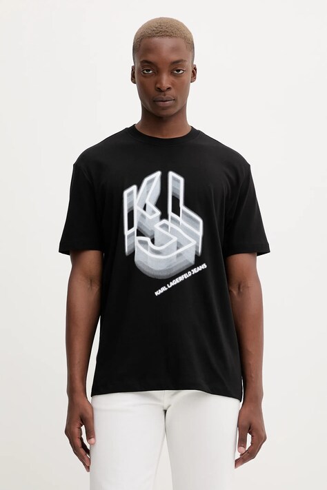 Karl Lagerfeld Jeans t-shirt bawełniany męski kolor czarny z nadrukiem A4M17023