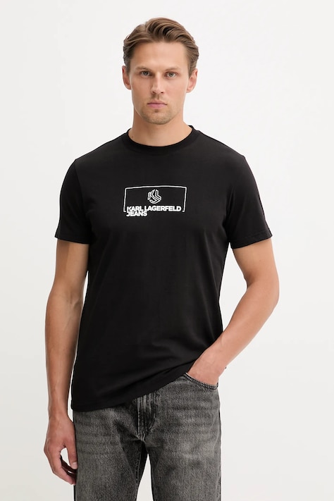 Karl Lagerfeld Jeans t-shirt bawełniany męski kolor czarny z nadrukiem A4M17020