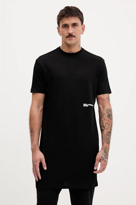 Bavlněné tričko Karl Lagerfeld Jeans pánské, černá barva, s potiskem, A4M17027