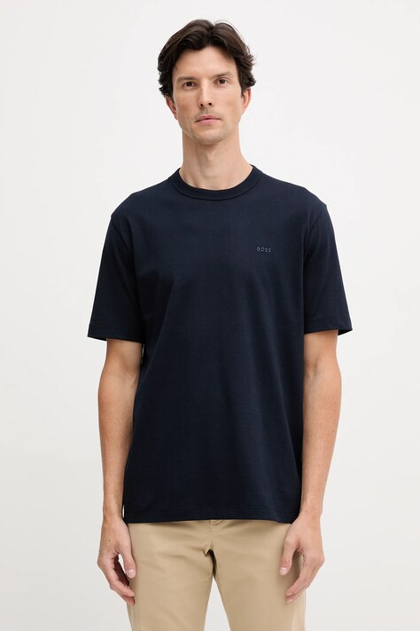 BOSS t-shirt bawełniany męski kolor granatowy melanżowy 50546404