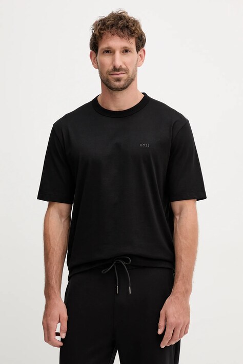 BOSS t-shirt bawełniany męski kolor czarny melanżowy 50546404