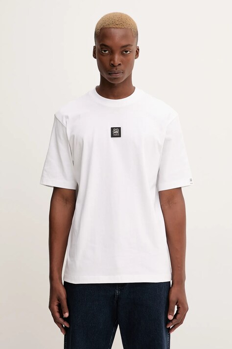 HUGO t-shirt bawełniany męski kolor biały z aplikacją 50549304