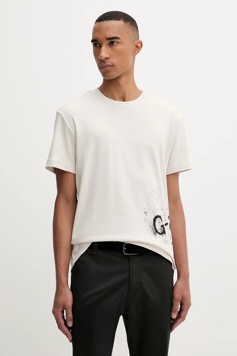 G-Star t-shirt bawełniany męski kolor beżowy wzorzysty D26819.D976