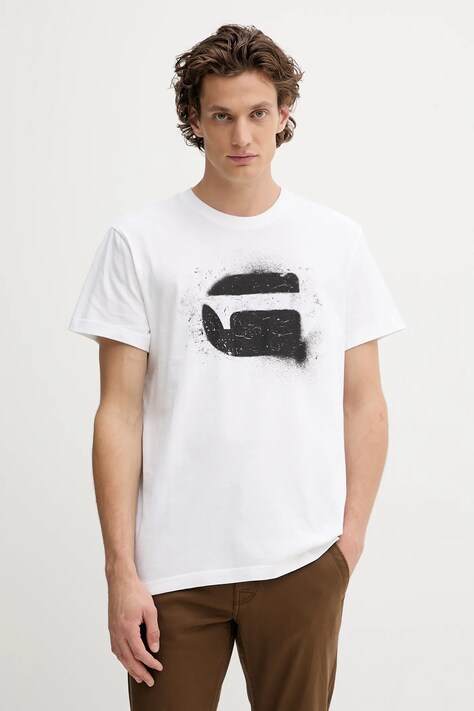 G-Star t-shirt bawełniany męski kolor biały z nadrukiem D26833.D101