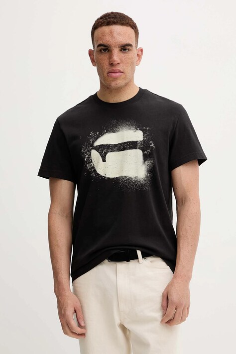 G-Star t-shirt bawełniany męski kolor czarny z nadrukiem D26833.D101