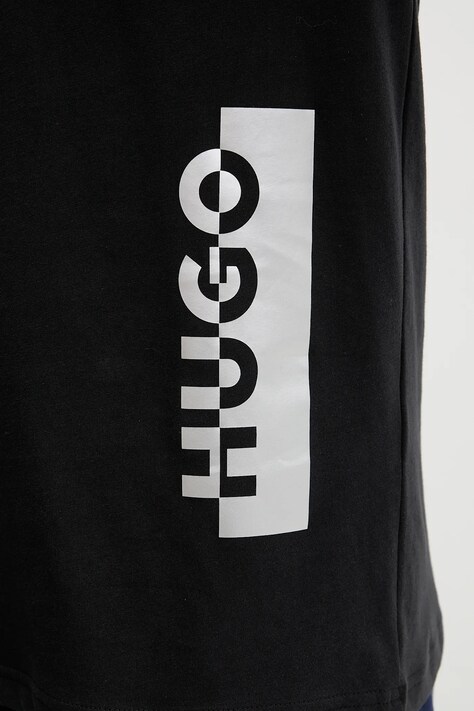 Бавовняна футболка HUGO T-shirt SILVER — AW25-TSM1B4, чорний — фото 5