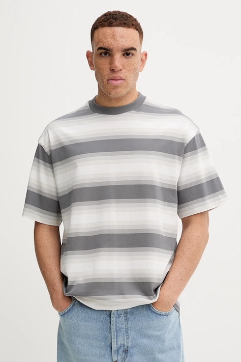 Hugo Blue t-shirt bawełniany męski kolor szary wzorzysty 50548323