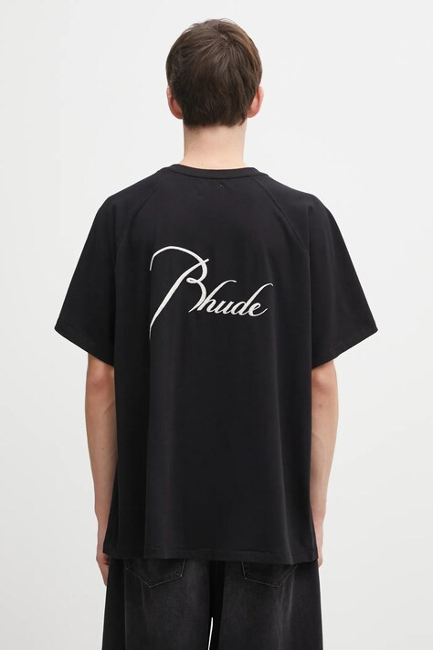 RHUDE t-shirt bawełniany Classique raglan męski kolor czarny wzorzysty RHFW25TT09012