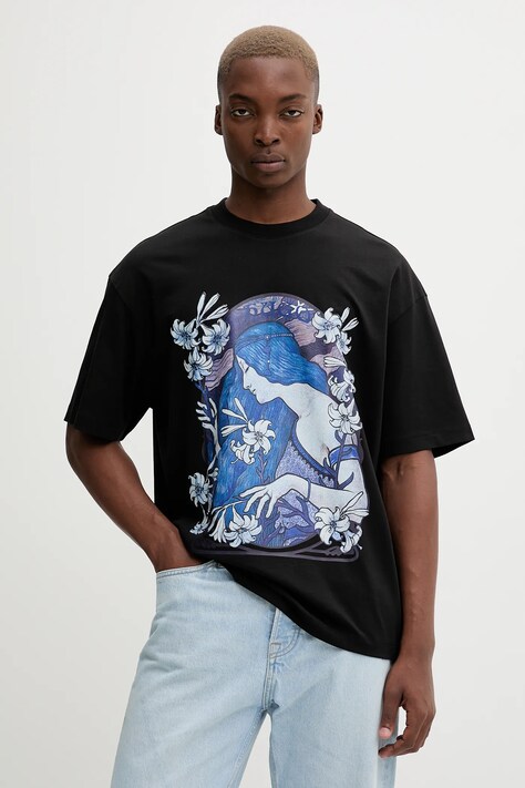 HUGO t-shirt bawełniany męski kolor czarny z nadrukiem 50548466