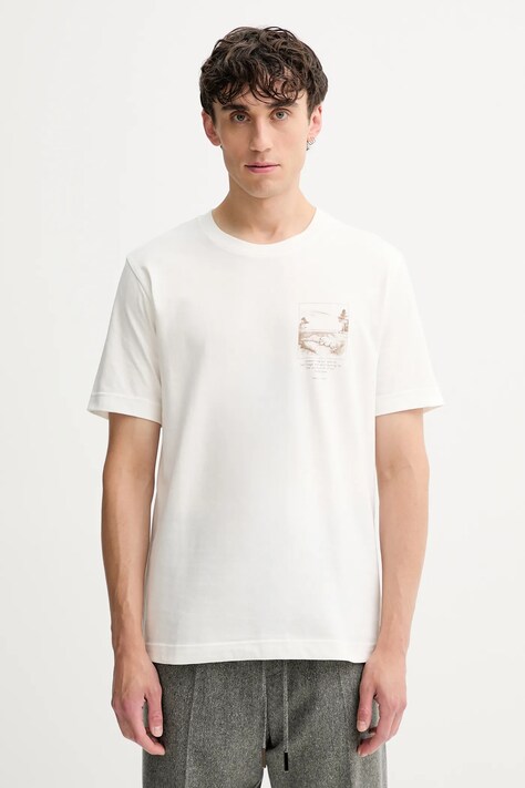 Marc O'Polo t-shirt bawełniany męski kolor biały z nadrukiem 528201251186