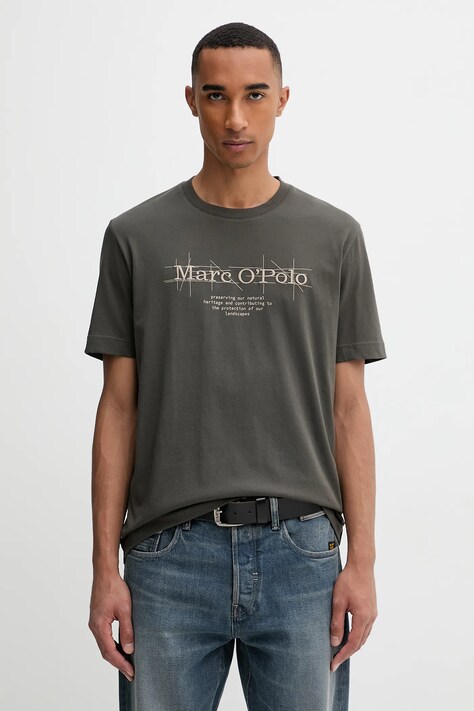 Хлопковая футболка Marc O'Polo цвет зелёный с принтом 528230551196