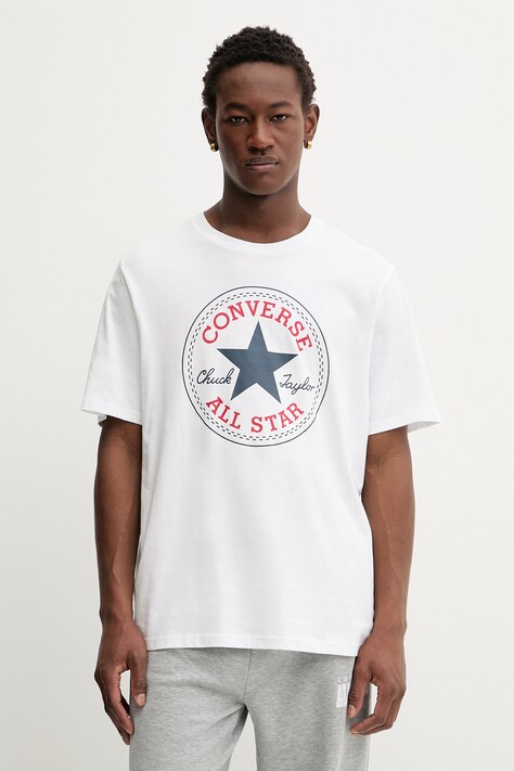 Converse t-shirt bawełniany męski kolor biały z nadrukiem CVM5T459