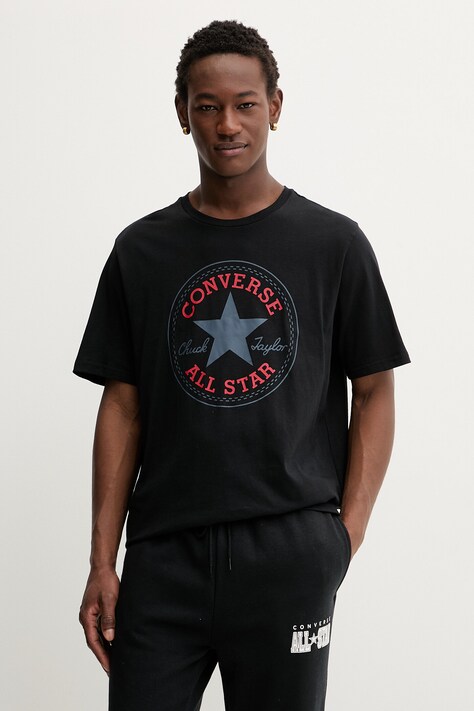 Converse t-shirt bawełniany męski kolor czarny z nadrukiem CVM5T459