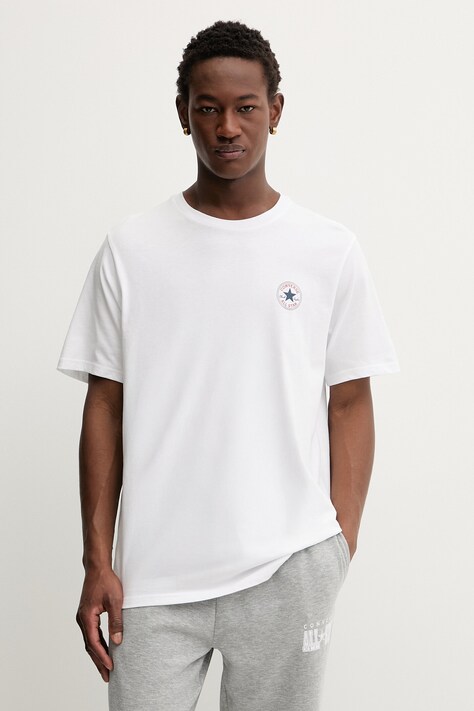 Converse t-shirt bawełniany męski kolor biały z nadrukiem CVM5T565