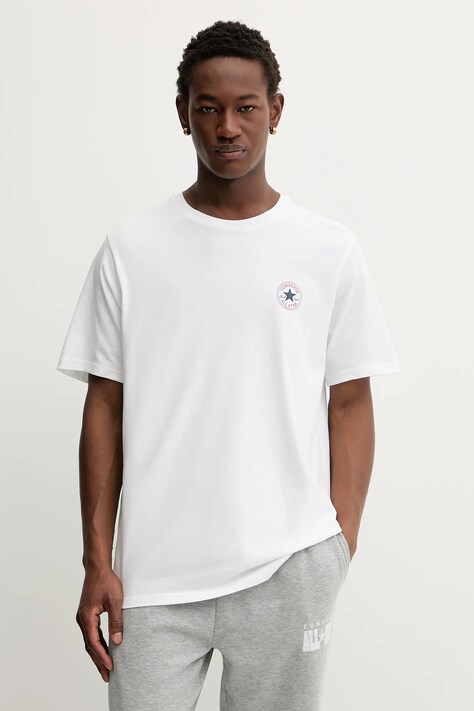 Converse tricou din bumbac culoarea alb, cu imprimeu, CVM5T565