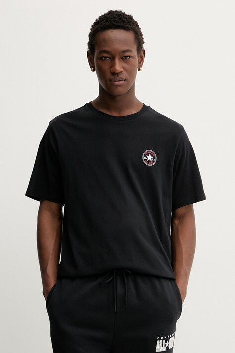 Converse t-shirt bawełniany męski kolor czarny z nadrukiem CVM5T565