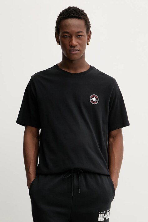 Converse t-shirt bawełniany męski kolor czarny z nadrukiem CVM5T565