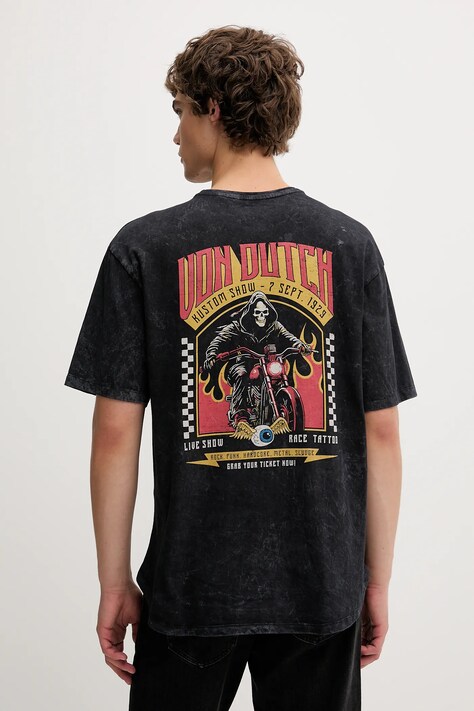 Von Dutch t-shirt bawełniany męski kolor szary z nadrukiem VD.1.H.TR.REAPER