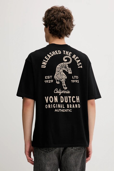 Von Dutch t-shirt bawełniany męski kolor czarny z nadrukiem VD.1.H.TR.TIGER