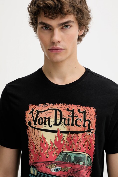 Бавовняна футболка Von Dutch — AW25-TSM1D9, чорний — фото 4