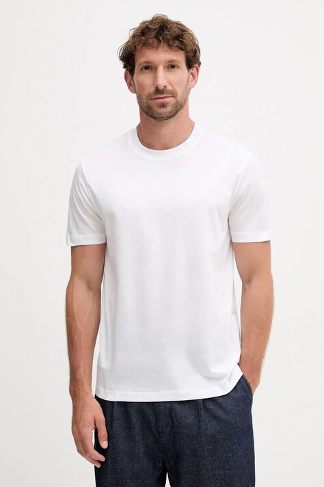 Liu Jo t-shirt bawełniany męski kolor biały gładki QXX077.J4799