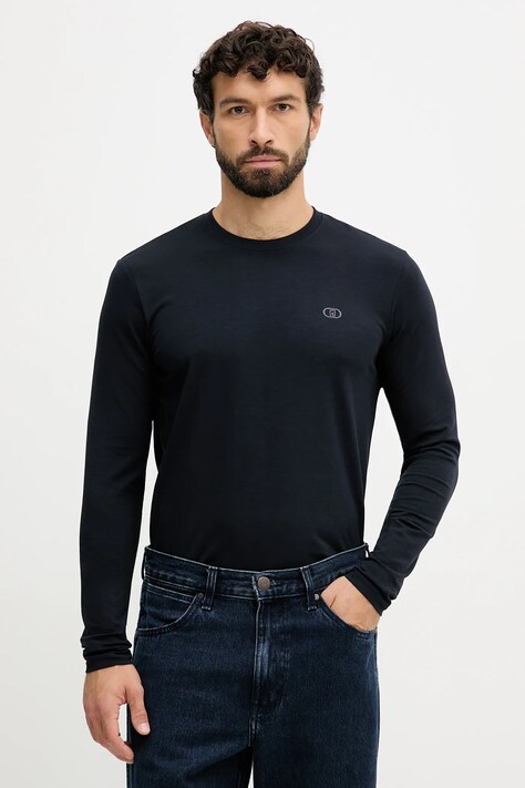 Liu Jo longsleeve kolor granatowy gładki QXX079.J4997