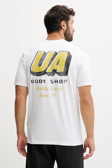 Tričko Under Armour pánské, bílá barva, s potiskem, 6004178