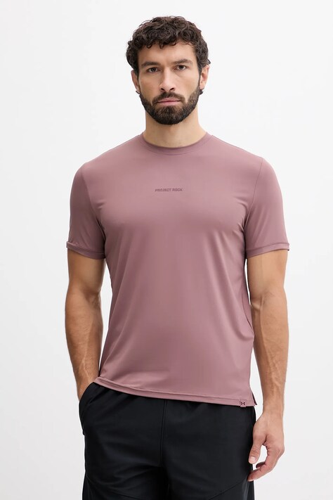 Under Armour t-shirt sportowy Project Rock męski kolor fioletowy gładki 6007149