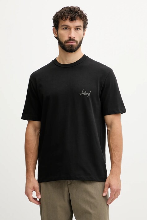 Lindbergh t-shirt bawełniany męski kolor czarny z nadrukiem 30.400120C