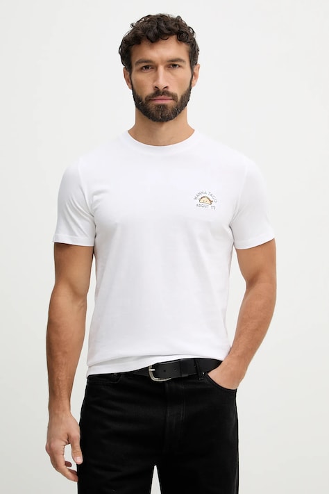 Lindbergh t-shirt bawełniany męski kolor biały z aplikacją 30.400235