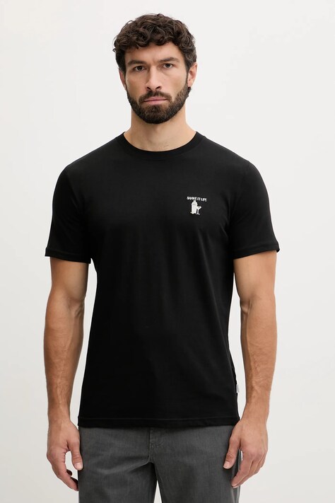 Lindbergh t-shirt bawełniany męski kolor czarny z aplikacją 30.400235