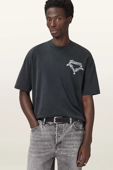 AllSaints t-shirt bawełniany DRIP męski kolor czarny z nadrukiem M005PD