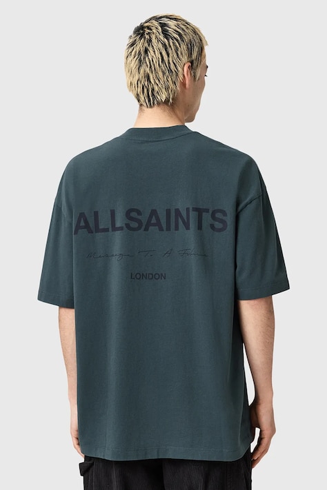 Памучна тениска AllSaints FUTURE в сиво с принт M006PD