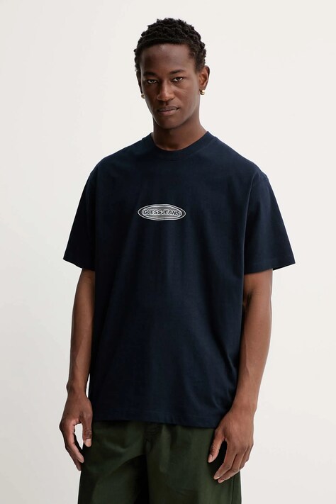 Guess Jeans t-shirt bawełniany męski kolor granatowy z nadrukiem M5BI29 K8FQ4