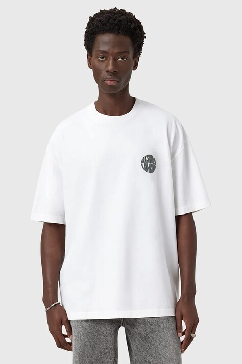 AllSaints t-shirt bawełniany WAVED męski kolor biały gładki M016JD