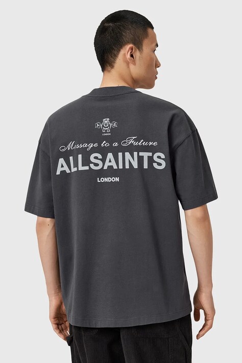 AllSaints t-shirt bawełniany HERALD męski kolor czarny wzorzysty M015PD