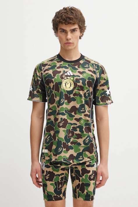 Tričko adidas Originals BAPE FB JERSEY pánske, zelená farba, vzorované, KB2202