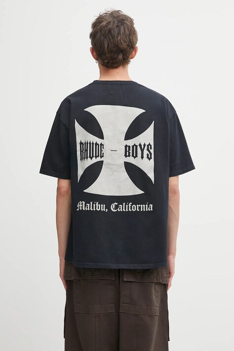 RHUDE t-shirt bawełniany męski kolor czarny z nadrukiem RHPF25TT07012