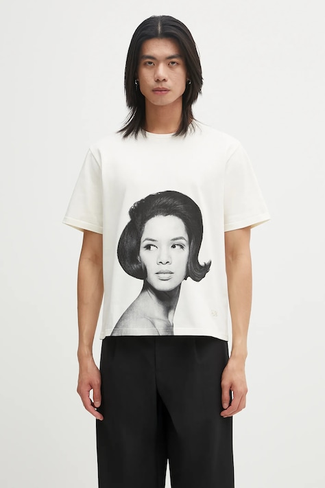 Wales Bonner t-shirt bawełniany Selah Oversized T Shirt męski kolor beżowy wzorzysty UA25JE29.JE01.100