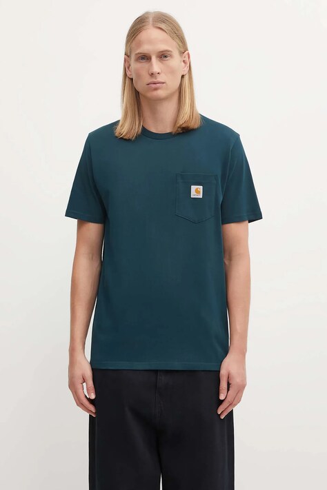 Carhartt WIP t-shirt bawełniany S/S Pocket T-Shirt męski kolor zielony gładki I030434.0AUXX