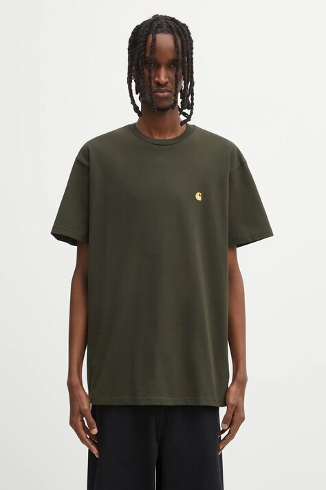 Carhartt WIP t-shirt bawełniany S/S Chase T-Shirt męski kolor zielony gładki I026391.3CBXX