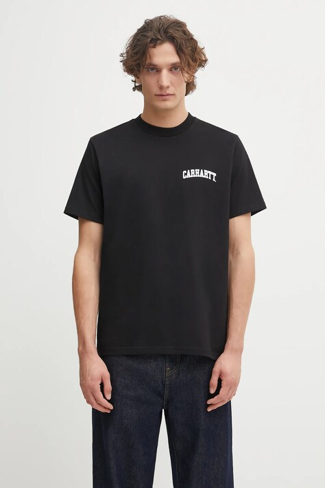 Carhartt WIP t-shirt bawełniany S/S University Script T-Shirt męski kolor czarny z nadrukiem I036110.0D2XX