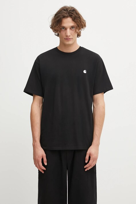 Carhartt WIP t-shirt bawełniany S/S Madison T-Shirt męski kolor czarny gładki I033000.K02XX