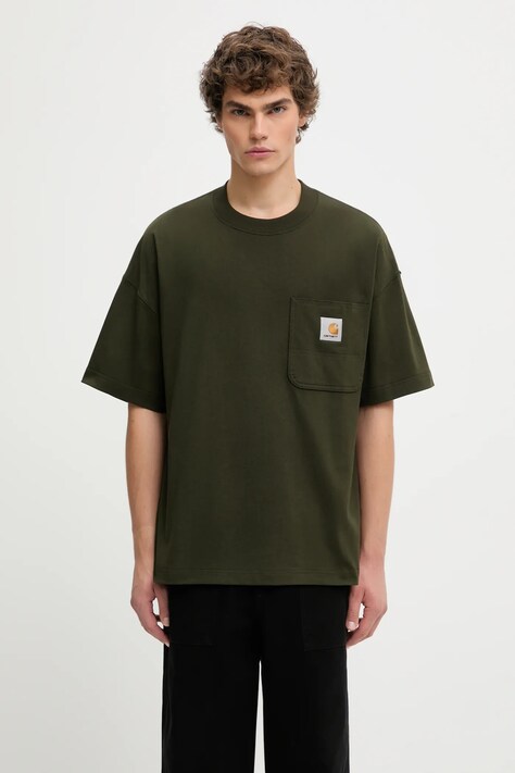 Carhartt WIP t-shirt bawełniany S/S Work Pocket T-Shirt męski kolor zielony gładki I035523.49XX