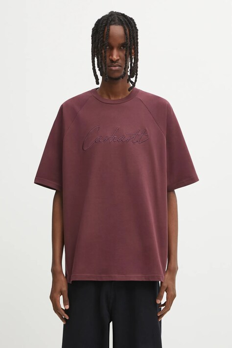 Carhartt WIP t-shirt bawełniany S/S Ray T-Shirt męski kolor bordowy z aplikacją I035306.33KXX