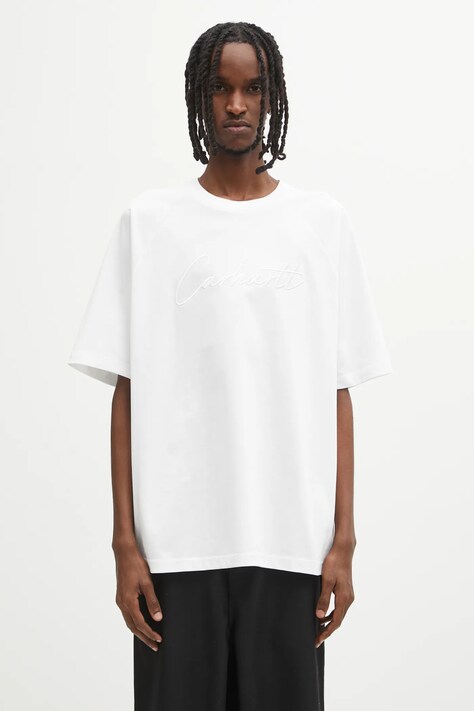Carhartt WIP t-shirt bawełniany S/S Ray T-Shirt męski kolor biały z aplikacją I035306.02XX